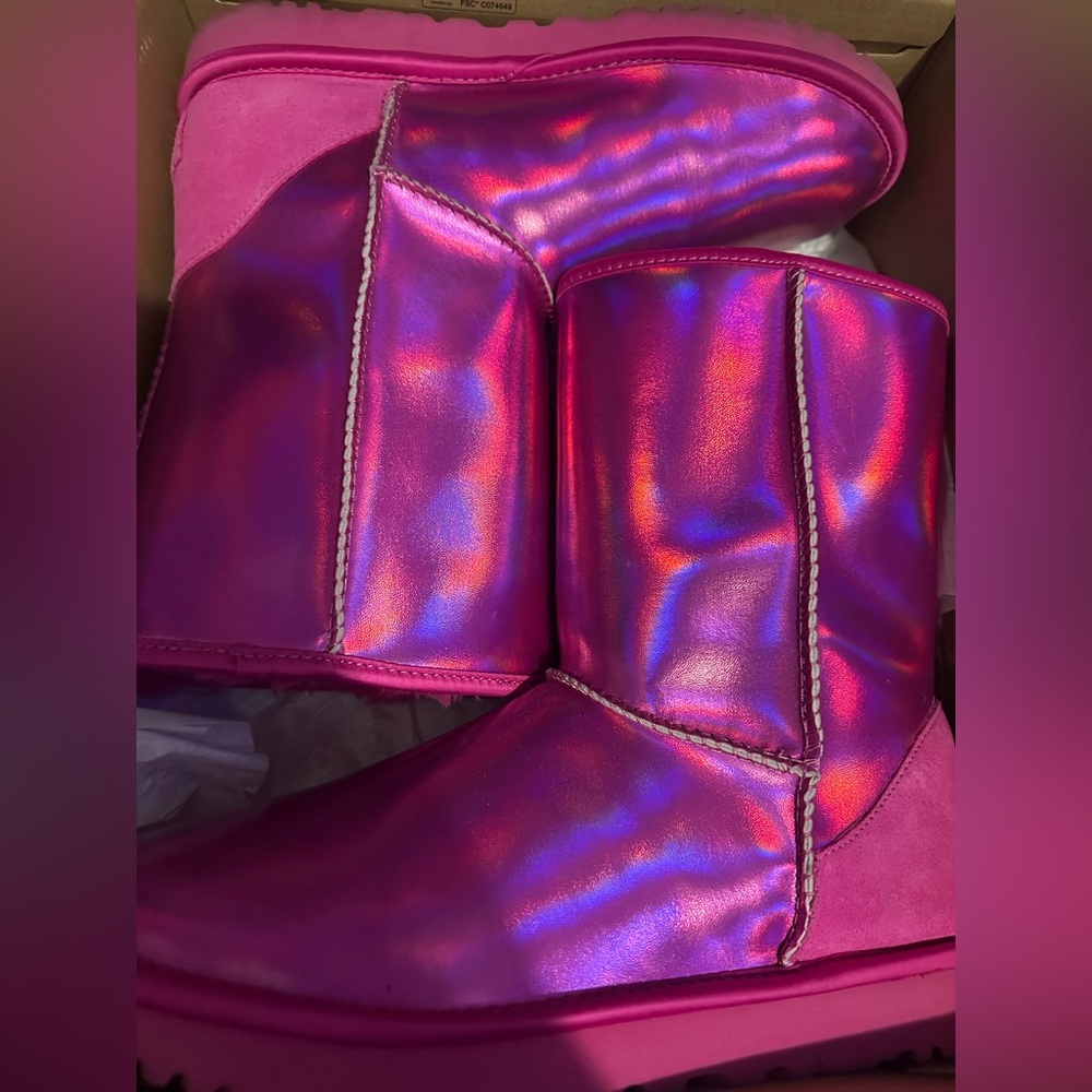UGG Bright Pink Boots with Iridescent Detail